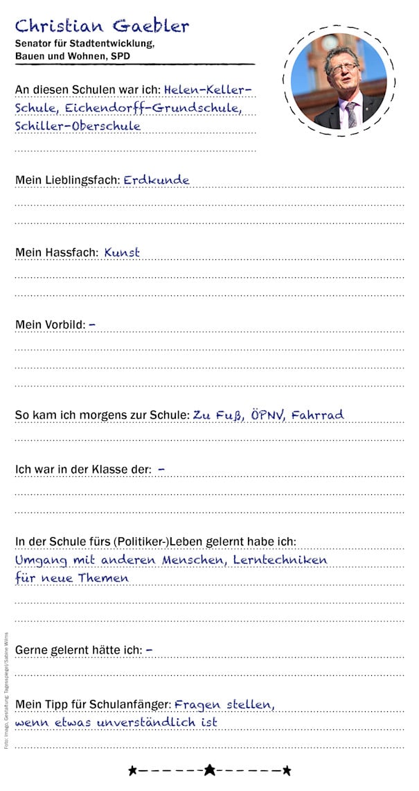 Der Checkpoint Freundebuch-Eintrag von Bausenator Christian Gaebler (SPD)