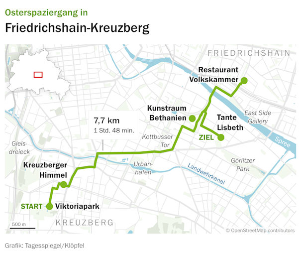 Karte Osterspaziergang in Friedrichshain-Kreuzberg